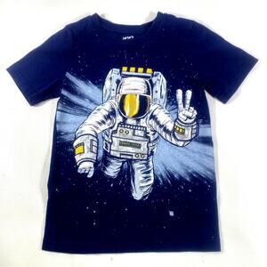 Carter’s Blue Astronaut Space Graphic T-Shirt Boys Size 5 23" Chest